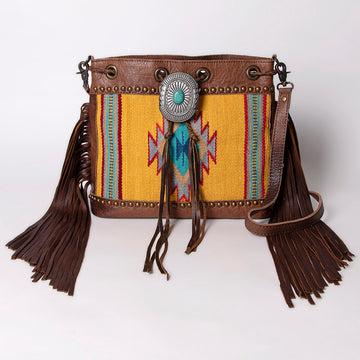 American Darling Cross Body Saddle Blanket Fabric Genuine Leather Western Women Bag | Handbag Purse Crossbody for Cute